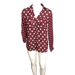 My Michelle Burgundy Polka Dot Button-Down Shirt